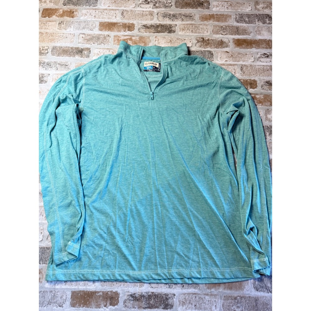Magellan Outdoors Fish Gear MagChill Quarter Zip Pullover XL Teal Green Mens
